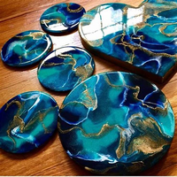 Sous-verres carrés décoratifs de luxe en résine époxy imperméable de qualité supérieure, personnalisables en taille et couleur, pour café et thé