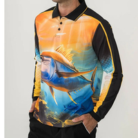Kaus Polo memancing pria, baju atasan cetakan Digital cepat kering pemuda dilepas lengan panjang Anti pelindung dengan ikan UPF50