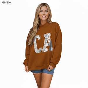 Modern Women Oversized Regular Fleece Knitted Mockneck Sweatshirt Relaxed Fit Cozy Casual Winter Pullover <b>Top</b> Customizable - Product Image 1
