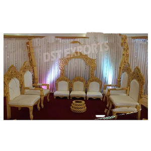 Chaise de mariage sculptée en bois, chaises de mandap en bois pour mariage indien, ensemble de meubles de mandap de mariage, décoration d'événements au Connecticut - Product Image 5