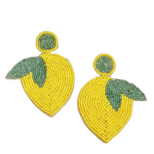 Nuevo diseño bordado hoja pendiente semillas cuentas limón hoja pendientes uso para mujeres y niñas de la India - Product Image 1