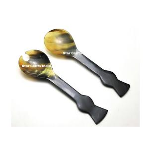 Most Popular Natural Horn Salad Server <b>Home</b> and Kitchenware <b>Gadgets</b> Salad and Fruits Dinner Spoon <b>At</b> Affordable Price - Product Image 5