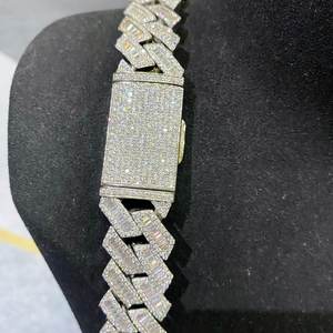 Cadena de eslabones cubanos de 18mm, corte Baguette, moissanita, diamante, Hip Hop, joyería de eslabones, abalorio para cadenas finas, collares, Plata de Ley 925 - Product Image 6