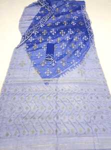 Nuevo Deshi Dhakai Blue Jamdani Sharee Calidad de exportación para mujeres TELA JAMDANI ROJO Azul VERDE Cielo dorado de Bangladesh. - Product Image 4