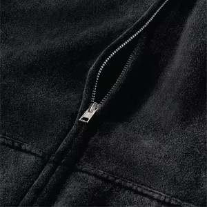 Sweat à capuche zippé unisexe de haute qualité pour l'hiver nouveauté broderie de logo imprimé personnalisé conception de motif solide technique de teinture unie - Product Image 4