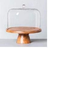Wedding and Birthday Multi-Functional Charcuterie Cupcake Dessert Display Serving Platter Acacia Wood <b>Cake</b> <b>Stand</b> with Lid <b>Dome</b> - Product Image 2