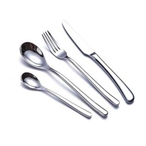 Juego de Cubiertos de Lujo Reutilizables con Diseño de Moda, Elegantes, Planos, de Mango Largo, Plateados, con Logotipo Pulido Tipo Espejo, en Oferta - Product Image 2