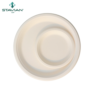 Platos redondos biodegradables de 9 "bagazo directo de fábrica OEM ODM vajilla platos desechables impermeables a prueba de aceite hechos en Vietnam - Product Image 4