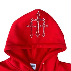 Sweats à capuche respirants anti-rides pour femme Sweat à capuche zippé en strass rouge pour femme Veste de mode, vêtements d'extérieur élégants à paillettes - Product Image 4
