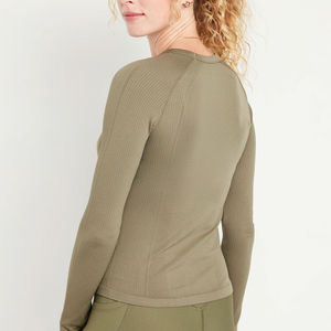 Camiseta de Manga Larga para Mujer, Ecológica, Elástica, Ajustada, de Secado Rápido, Transpirable, Anti-UV, Servicio OEM, Colores Personalizados, Marca Propia - Product Image 2