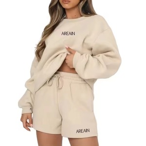 ชุดเสื้อสเวตเชิ้ตผ้าฟลีซถักสองชิ้นสำหรับผู้หญิงชุดใส่อยู่บ้านใส่สบายเหนือเข่าใส่สบายๆสำหรับผู้หญิง - Product Image 6