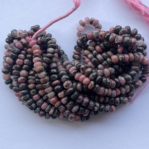 6mm 8mm 10mm naturel rose noir Rhodonite pierre lisse Rondelle perles brins prix de gros perles semi-précieuses fabrication de bijoux - Product Image 1