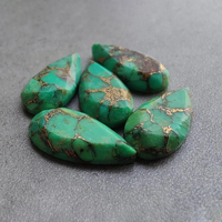Pierres précieuses en turquoise verte naturelle de qualité AAA+, grande forme de poire, taille facettée, effet étoilé, dos plat, goutte d'eau calibrée, pierres brutes