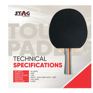 Raquette de tennis de table professionnelle Stag Iconic Ninja Fire, en bois et caoutchouc, avec fond à picots longs en fibre de carbone, vitesse rapide - Product Image 2