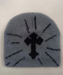 Chapeaux d'hiver unisexe avec logo personnalisé 100% Bonnet en jacquard acrylique avec motif brodé en laine Protection chaude Bonnet tricoté épais - Product Image 2