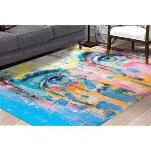 Alfombra Estampada Abstracta Colorida, Alfombra Moderna de Gran Tamaño, Regalo de Inauguración, Alfombra de Tapiz - Product Image 4