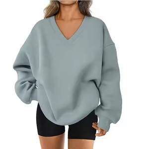 Femmes surdimensionné col rond brodé imprimé tricoté polaire à manches longues pull à capuche confortable haut tenues - Product Image 1