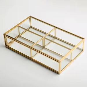 Caja Organizadora de Almacenamiento de Vidrio Antiguo de Cobre con Compartimentos para Accesorios y Joyas de Mujer, Gran Venta - Product Image 3