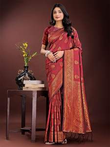 Dhwaja Export Banarasi Silk Saree Floral Print Jari Work Eco-Friendly Stretchable All Seasons for Wedding Ethnic <b>Bandana</b> - Product Image 6