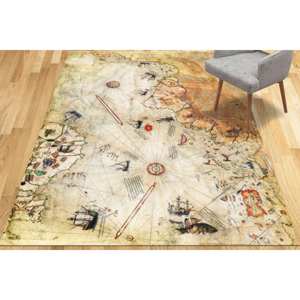 Tapis imprimé avec une carte vintage, design tendance et cool de Piri Reis, cadeau personnalisé classique, tapis en velours de luxe - Product Image 5