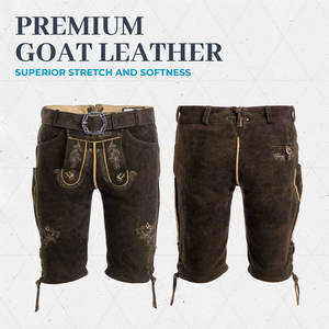 Bavarian Lederhosen <b>Men's</b> Suede <b>Leather</b> <b>Shorts</b> Zipper Fly Casual Custom Logo Design Solid Quick Dry Breathable High Quality - Product Image 2