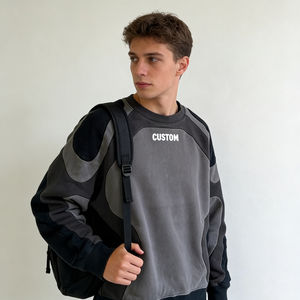 Sudadera con Capucha para Hombre, Moderna, Gris y Negra, de Tela Suave, con Bloques de Color, Estampado de Letras Personalizado, Corte Regular, Estilo Casual Urbano, para Invierno - Product Image 6