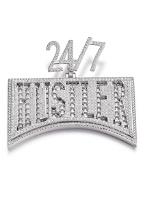 จี้เพชรโมอิสซาไนต์ทรงกลมเจียระไนแบบบริลเลียนท์ ดีไซน์หรูหรา ประดับเพชรเต็มตัว  ทำจากเงินแท้ 925 ชุบทอง 14k และโรเดียม สำหรับงานปาร์ตี้  24/7 Hustler VVS - Product Image 4