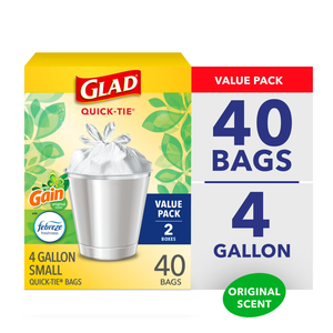 Sacs poubelle biodégradables en plastique épais transparent de grande taille Glad, résistants, à fermeture rapide, capacité de 4 gallons, plus de 100 sacs - Product Image 1
