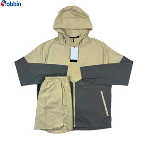 Ensemble de shorts coupe-vent en nylon personnalisé unisexe de haute qualité, ensemble de veste à capuche lourde personnalisée pour hommes, taille haute - Product Image 1