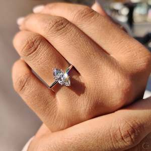 Open <b>Gallery</b> Design Marquise Cut Diamond Engagement Ring - Product Image 2