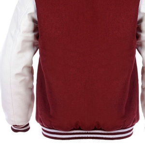 Chaqueta universitaria granate y blanca para mujer, manga de cuero de gama alta, superventas, bombardero de béisbol de invierno, chaqueta cálida con letras - Product Image 6