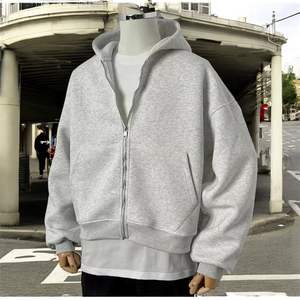 OEM personalizado mochila Zip up sudaderas con capucha en blanco pesado de gran tamaño 400 Gsm francés Terry algodón hombres recortada Boxy Zip up Hoodie - Product Image 3