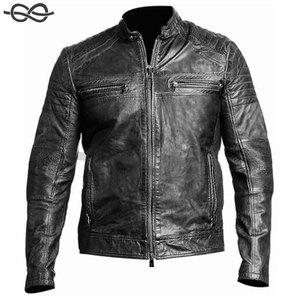 Veste de motard en cuir d'agneau véritable personnalisée pour hommes en noir marron véritable veste de moto vintage d'extérieur avec matériau en duvet - Product Image 2