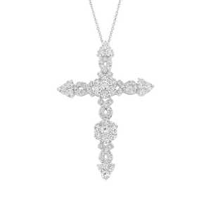 Collier pendentif croix en or blanc 18 carats avec diamant de 1,93 ct, bijou luxueux - Product Image 1