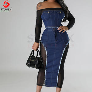 New Stylish Wholesale Price Sexy <b>Denim</b> Cotton Jeans Skirts Breathable Streetwear Girls Women Two Piece Skirt Set - Product Image 6