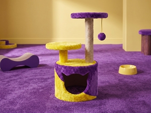 Amistar Azure Rainbow Classic Jute Cat Tree-Premium 3-<b>Level</b> Eco-Friendly Indoor Cat Scratcher Colorful Sisal Post Fun Carton - Product Image 5