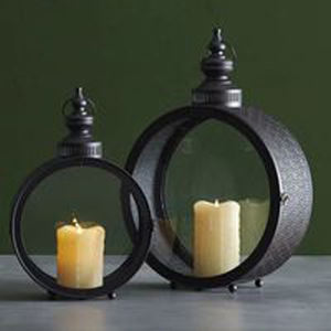 Date ronde fer lanterne noir Halloween crânes pièce centrale éclairage lampe décoration effrayant cimetière fête approvisionnement artisanat - Product Image 2