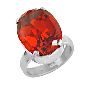 Anillo de Plata 925 con Gema Roja para Mujer, Joyería de Moda - Product Image 1