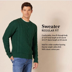 Custom Men's Round Neck <b>Cable</b> Sweater Long Sleeves Knitted Cotton Fashionable Winter Anti-Wrinkle Anti-Shrink Custom Sweater - Product Image 6