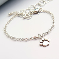 Bracelet personnalisé de patte de chien en argent sterling 925 doré