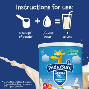 PediaSure Grow & Gain avec soutien immunitaire, préparation en poudre pour boisson, saveur vanille, boîte de 14,1 oz, lot de 3 - Product Image 3