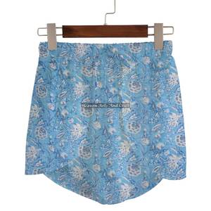 Shorts Cruzados con Estampado Bagru para Mujer, Ropa de Verano Informal, Shorts Cruzados de Algodón con Estampado de Bloques, Colección Playa para Chicas, Estilo Baby Doll - Product Image 2