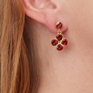 Boucles d'oreilles en grenat et pierres précieuses plaquées or Produits uniques Boucles d'oreilles en argent sterling 925 faites à la main Fête Mariage Fiançailles - Product Image 5