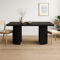 Table à manger rectangulaire moderne en bois massif, finition foncée, base sculptée, fabrication artisanale, luxe, élégante, durable, style farmhouse, meubles pour la maison