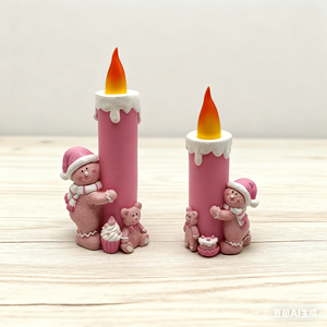 Nuevas decoraciones navideñas rosas Lámpara de velas LED Velas navideñas sin llama Papá Noel Muñeco de nieve Luz nocturna decorativa - Product Image 3