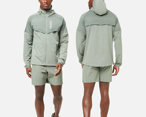 Custom Design High Quality Eco-Friendly Sustainable Sporty Full Sleeve Zipper Fly <b>Shorts</b> Regular Fit Windbreaker Tracksuit <b>Set</b> - Product Image 1