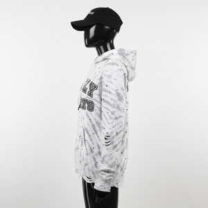 350 GSM Premium <b>Men</b> Tie Dye Hoodie Soft Cotton Fabric Black <b>Grey</b> Distressed Holes Custom Logo Stud Basics Hoodie - Product Image 5