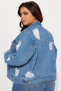 100% coton décontracté en détresse femme veste personnaliser Design élégant veste en jean nouvelle veste en jean à capuche lavée - Product Image 6