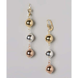 Orecchini Pendenti a Sfera Tricolore, Accessorio di Moda Elegante - Product Image 1