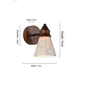 OEM Wabi-Sabi Applique en pierre <span class=keywords><strong>de</strong></span> travertin en bois clair américain rétro naturel jaune Travertin Applique murale à LED <span class=keywords><strong>de</strong></span> chevet chez l'habitant Déco - Product Image 2